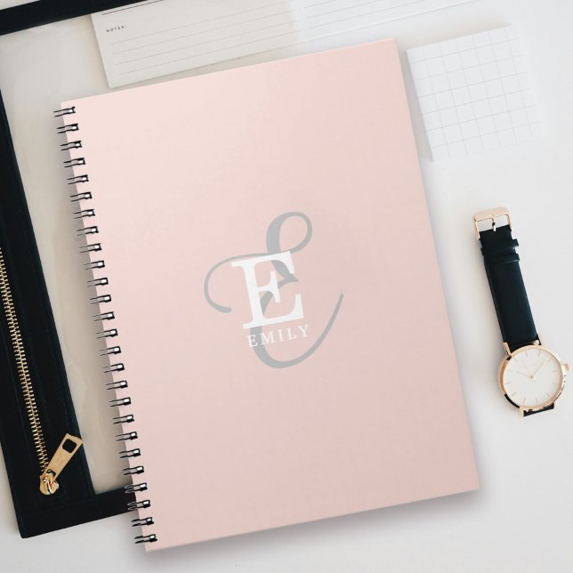 Caderno Espiral Na moda Monograma Feminina - Cor-de-rosa (Personalize with your name and monogram initial.)