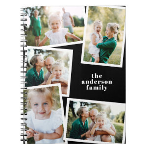 Caderno Espiral Na moda preto moderno elegante multifamília de fot