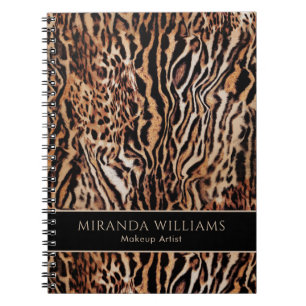 Caderno Espiral Na moda Safari Animal Print com Nome e Título