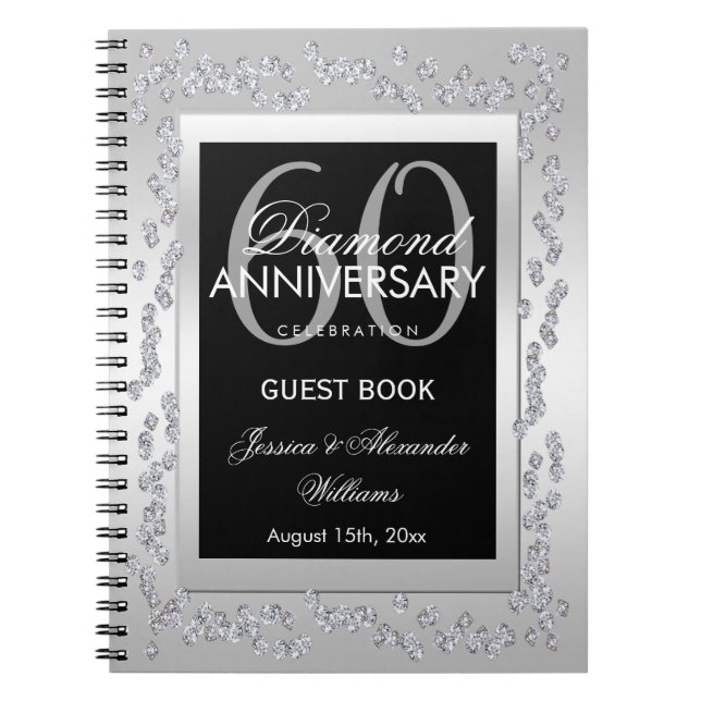 Caderno Espiral Na moda Silver Diamantes 60º Aniversário de Casame (Frente)