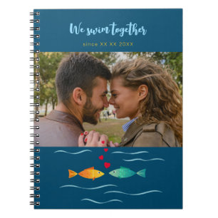 Caderno Espiral Nadamos juntos casal foto personalizada