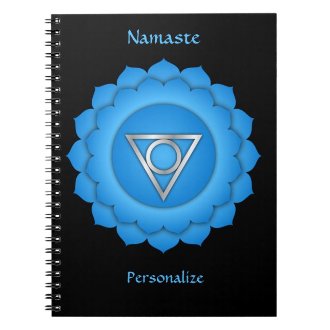 Caderno Espiral Namaste Cotação Azul Throat Chakra Chi Personalize (Frente)