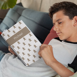 Caderno Espiral Name Cute Gingerbread Man Cookies Holiday Notebook