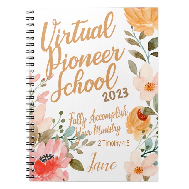 Caderno Espiral Name Personalized JW Pioneer Service School 2023 (Frente)