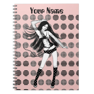 Caderno Espiral namorada dançarina cor-de-rosa