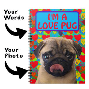 Caderno Espiral Namorados Adoram Cachorro Foto Pug