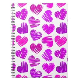 Caderno Espiral Namorados de Corações Roxo e Rosa Modernos