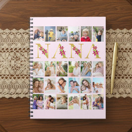 Caderno Espiral Nana Dourada Floral Letters 24 Colagem de Fotos Ve