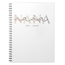 Caderno Espiral Nana Personalizada Avó Elegância Floral 