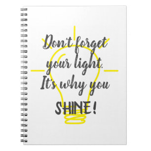 Caderno Espiral Não esqueça sua luz, amarelo brilhante