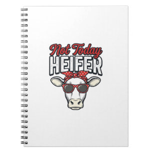 Caderno Espiral Não Hoje Novilha Vaca Engraçada Design Vetorial Vi