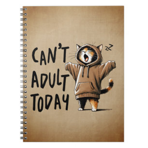 Caderno Espiral Não Posso Ser Adulta Hoje Gato Engraçado
