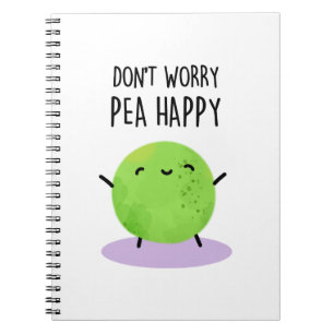 Caderno Espiral Não se Preocupe Ervilha Feliz Piada Ervilha Engraç
