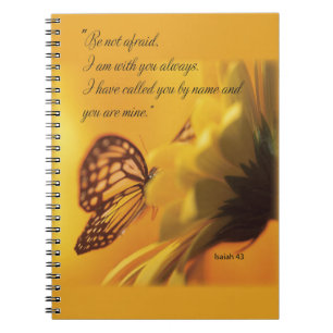 Caderno Espiral Não tenha medo de borboleta religiosa na margarida