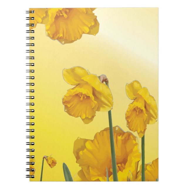 Caderno Espiral Narciso Amarelo Daffodil Retro Vintage (Frente)