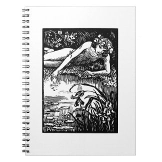 Caderno Espiral Narciso Emile Alder Vintage Woodcut Impressão