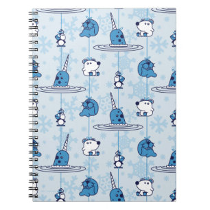 Caderno Espiral Narwhal Blue Snowflake Pattern