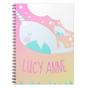 Caderno Espiral Narwhale Ombre Chá de fraldas Ombré