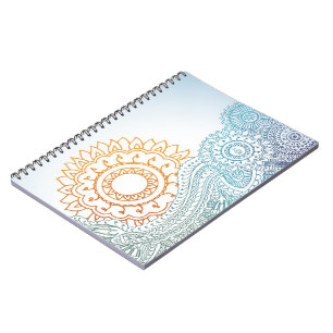 Caderno Espiral Nascer do sol detalhado do abstrato do henna
