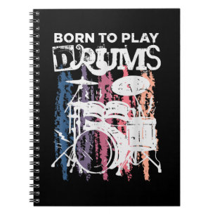 Caderno Espiral Nascer Para Tocar Drumm Drumming Rock Music Banda 