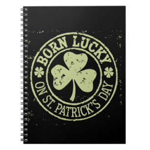 Caderno Espiral Nascer Sortudo No Aniversário Irlandês Do Dia de S