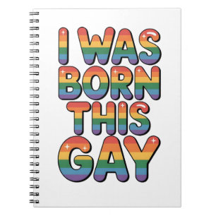 Caderno Espiral Nasci Gay" Engraçado Orgulho LGBTQ Mês do Orgulho
