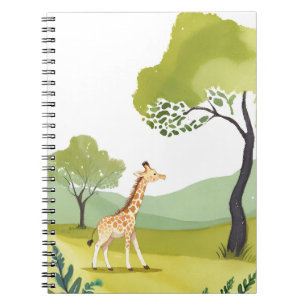 Caderno Espiral Nascido para Explorar Girafa Safari Aquarela