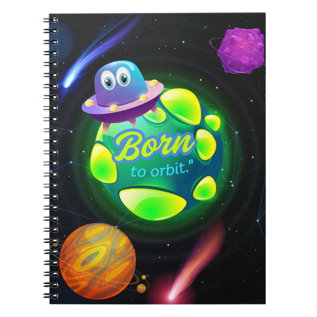 Caderno Espiral Nascido para orbitar  (Frente)