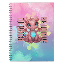 Caderno Espiral Nascido para Ser Único Dragão Rosa Fofo – Inspirad