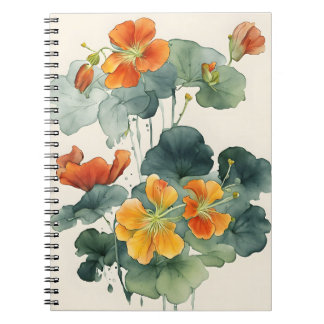 Caderno Espiral Nastúrtio - Flores de aquarela