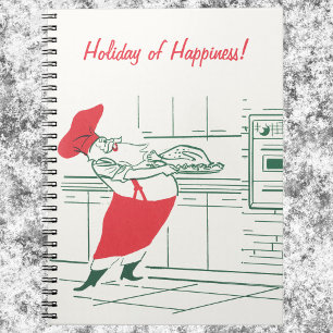 Caderno Espiral Natais vintages, Chef de Papai Noel e Turquia