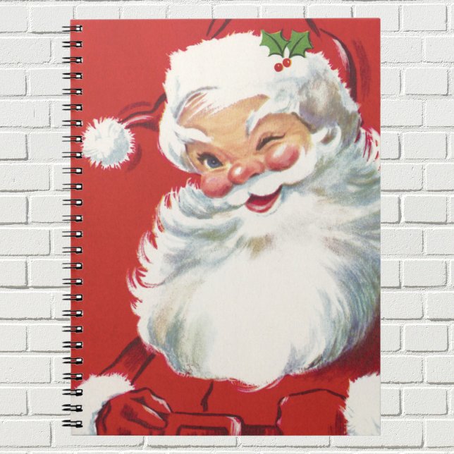 Caderno Espiral Natais vintages, Jolly Winking Papai Noel (Criador carregado)