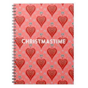 Caderno Espiral Natais vintages vermelhos corais Travesseiro orna