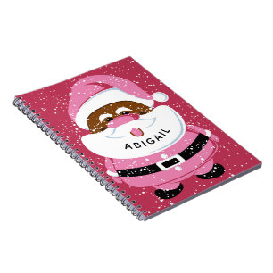 Caderno Espiral Natal afro-americano, cor-de-rosa, bonito