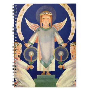 Caderno Espiral Natal Antigo, Anjos da Santa Lúcia Escandinavos