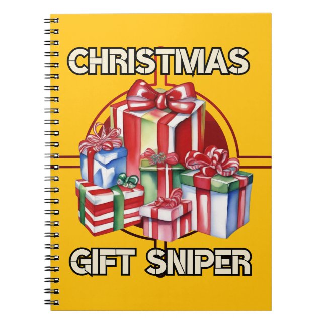 Caderno Espiral Natal, atirador de elite, presente, exército (Frente)