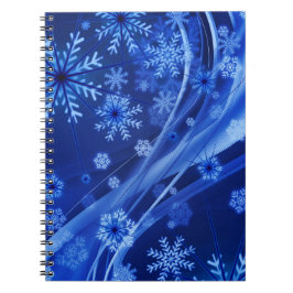Caderno Espiral Natal Azul Flocos de Neve de inverno