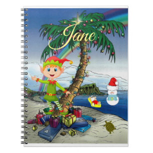 Caderno Espiral Natal Beach Bum Papai Noel