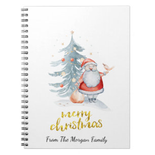 Caderno Espiral Natal da árvore do pinheiro Santa Claus