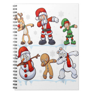 Caderno Espiral Natal Dabbing Papai Noel Elfo E Amigos Meninos Cri