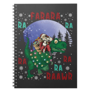 Caderno Espiral Natal de Dinossauro Papai Noel