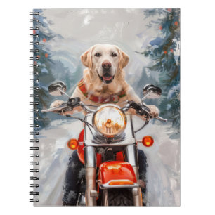 Caderno Espiral Natal de Motocicleta do Cachorro Labrador