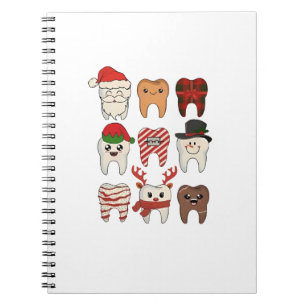 Caderno Espiral Natal Dentário Engraçado Férias de Dentista