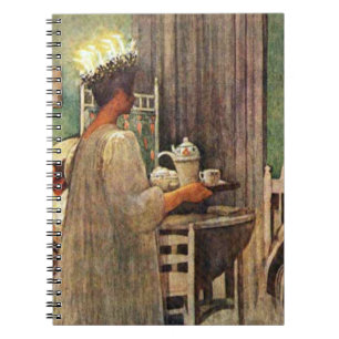 Caderno Espiral Natal do dia de Carl Larsson St Lucia na suecia