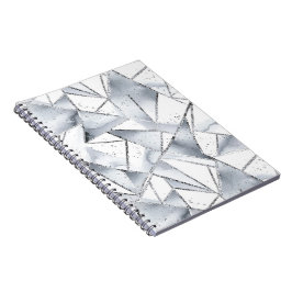Caderno Espiral Natal dos Triângulos Brancos Chic Silver