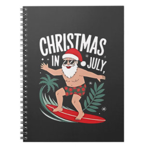 Caderno Espiral Natal em julho Férias Engraçadas de Papais noeis d