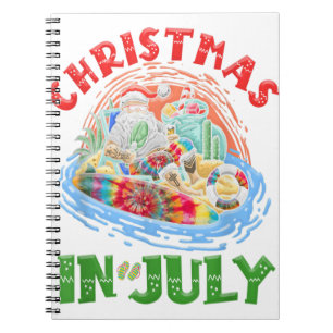 Caderno Espiral Natal Em Julho Papais noeis Tie Dye Summer Surf Su