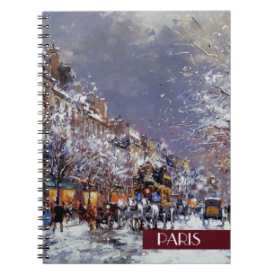 Caderno Espiral Natal em Paris. Notebook de presente natalino