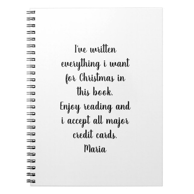 Caderno espiral Natal escrito tudo desejo (Frente)