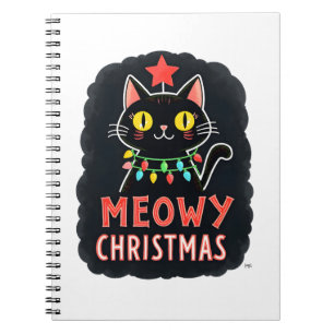 Caderno Espiral Natal Felino Meowy Gato Natal Fofo Gatinhos Gatos 